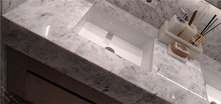 White Marble Lotus Bath Vanity